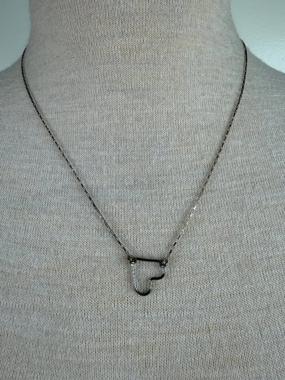 Sterling Silver Open Work Heart Pendant Chain Necklace 20.5